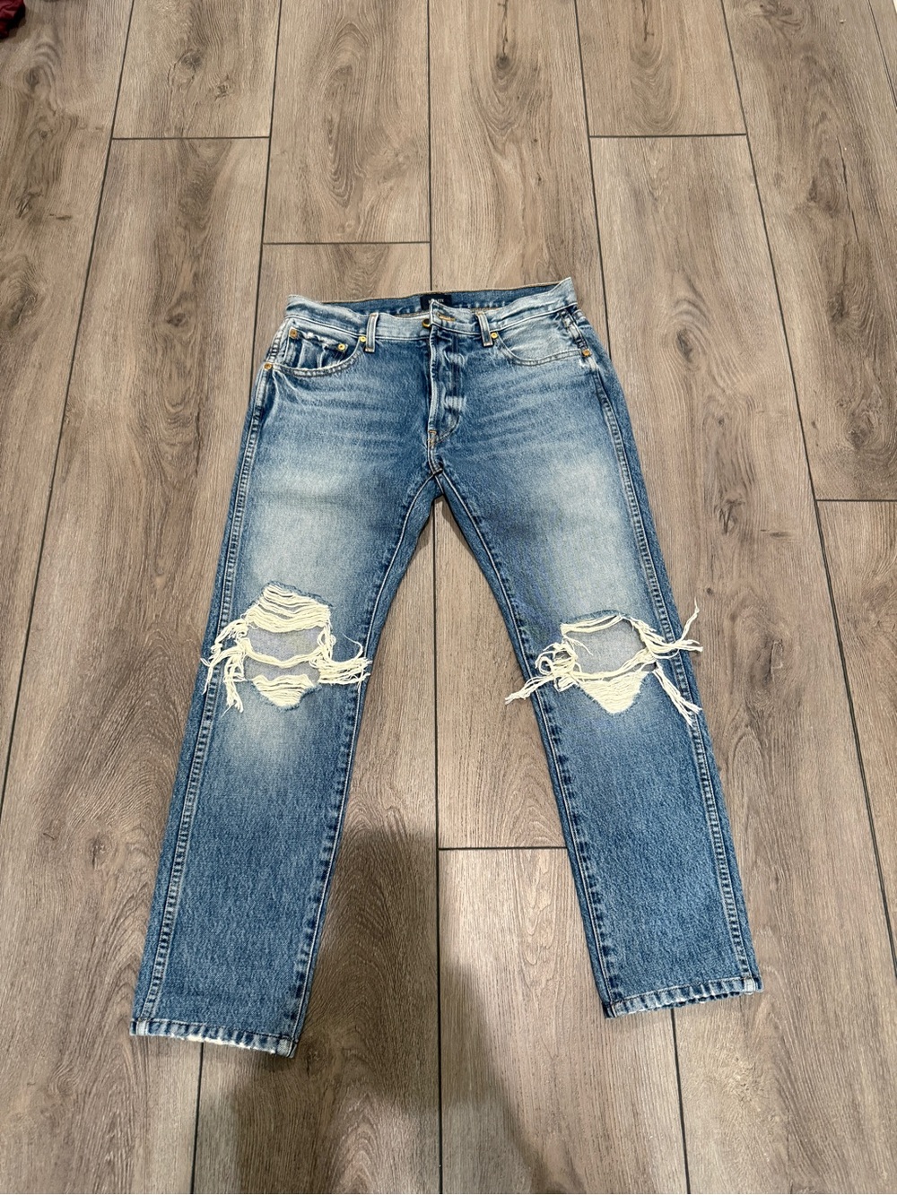 KHAITE Blue Distressed Ripped Jeans